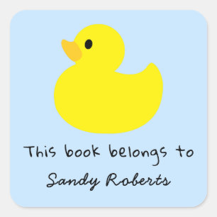 Gele eend - dit boek is van vierkante sticker