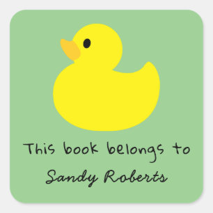 Gele eend - dit boek is van vierkante sticker