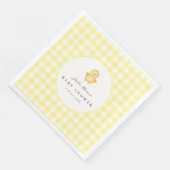 Gele Eend Gingham Baby Shower Papieren Servetten (Hoek)
