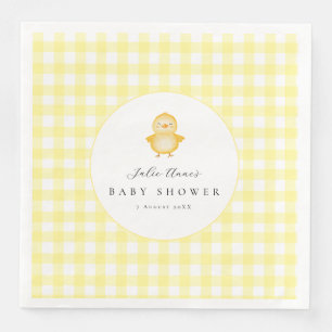 Gele Eend Gingham Baby Shower Papieren Servetten
