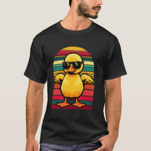 Gele Eend in Zonnebril Retro Grappige Eend T-shirt