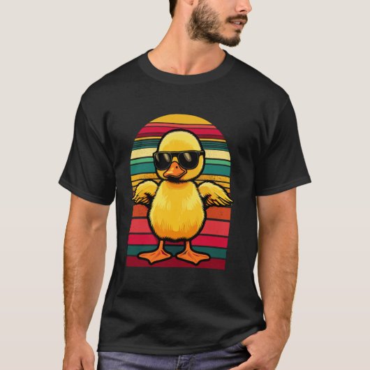 Gele Eend in Zonnebril Retro Grappige Eend T-shirt (Voorkant)