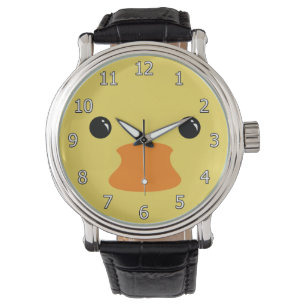 Gele Eend Leuk Dier Gezichtsontwerp Horloge