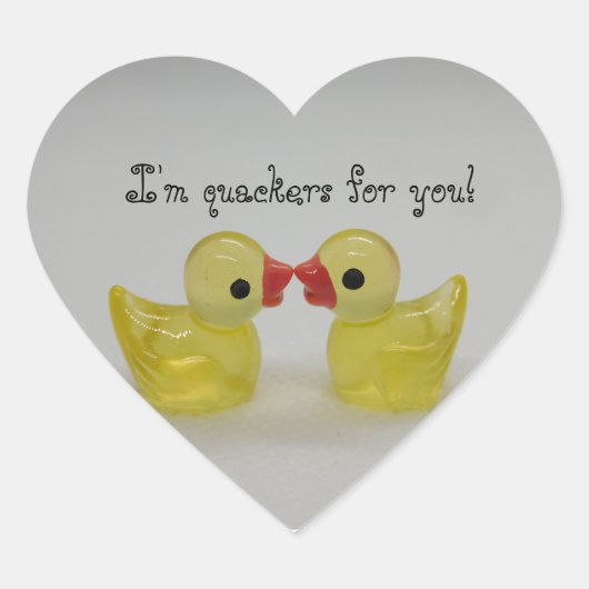 Gele Eend Liefde Hart Sticker (Voorkant)