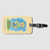 Gele Eend met Boek Kind Geel Bagage Label (Voorkant (horizontaal))