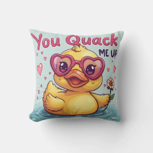 Gele eend met hartbril 'You Quack Me Up' Kussen