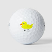 Gele Eend Monogram Golfballen (Voorkant)