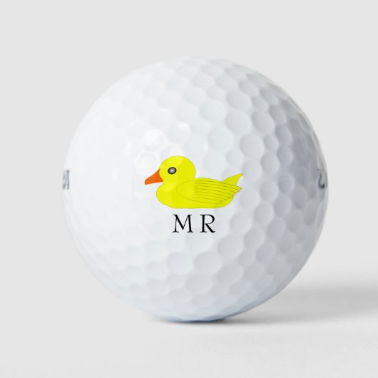 Gele Eend Monogram Golfballen (Voorkant)