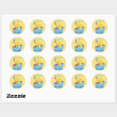 Gele eend, paraplu, gele Baby showers Sticker (Vel)