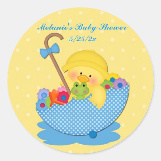Gele eend, paraplu, gele Baby showers Sticker (Voorkant)