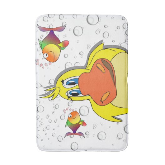 gele eend vis bubbels badkamer badmat (Voorkant Verticaal)