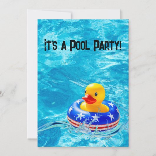 Gele Eend voor Patriottisch Zwembad Feestje Kaart (Voorkant)