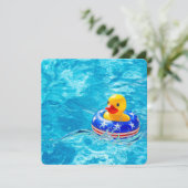 Gele Eend voor Patriottische Pool Party Kaart (Staand voorkant)