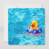 Gele Eend voor Patriottische Pool Party Kaart (Voorkant)