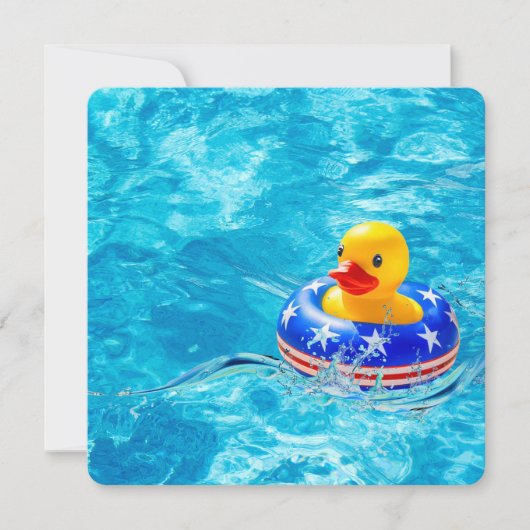 Gele Eend voor Patriottische Pool Party Kaart (Voorkant)