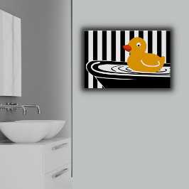 Gele Eend Zwemt In Badkuip Poster