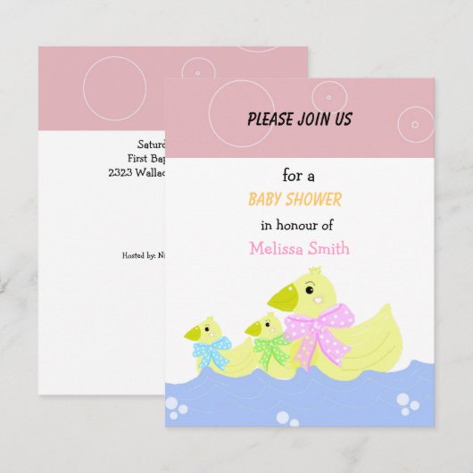 Gele eenden Baby shower Uitnodiging (Voorkant / Achterkant)