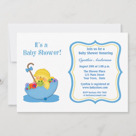 Gele eenden, blauw Baby shower Kaart (Voorkant)