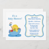 Gele eenden, blauw Baby shower Kaart (Voorkant / Achterkant)