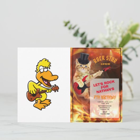 Gele eenden die gitaar spelen | Achterkleur kiezen Kaart (Staand voorkant)