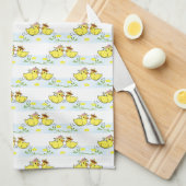 Gele eenden Floral Kitchen Hand Towel Theedoek (Quarter Fold)