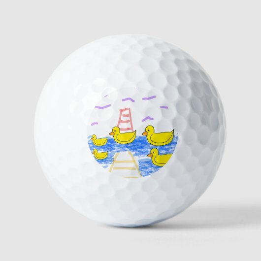 Gele Eenden Gele Pier Rode Vuurtoren Golfballen (Voorkant)