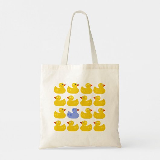 Gele Eenden met Één Blauwe Eend Tote Bag (Achterkant)