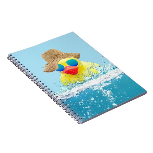 Gele eenden met zonnebril in water notitieboek (Rechterzijde)