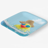 Gele eenden met zonnebril in water papieren bordje (Gebogen)