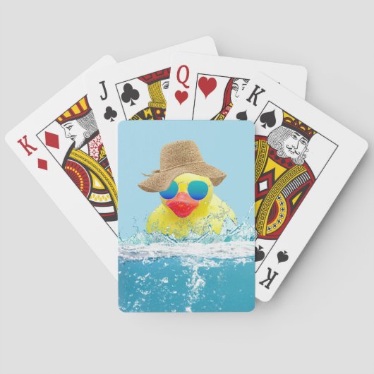 Gele eenden met zonnebril in water pokerkaarten (Achterkant)