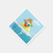 Gele eenden met zonnebril in water servet (Hoek)