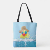 Gele eenden met zonnebril in water tote bag (Achterkant)