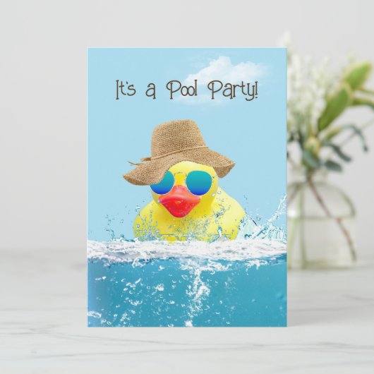 Gele eenden met zonnebril voor Pool Party Kaart (Staand voorkant)