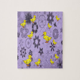 gele eenden paars patroon puzzel iedereen