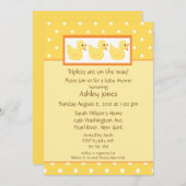 Gele eenden Triplets Baby shower Kaart (Voorkant / Achterkant)