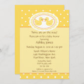 Gele eenden Twins Baby shower Kaart (Voorkant / Achterkant)