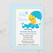 Gele eenden, Umbrella, Baby shower van blauwe poks Kaart (Voorkant / Achterkant)