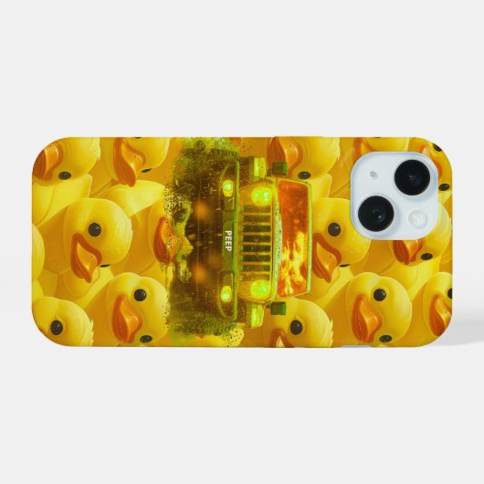 Gele eendje 4x4 offroad telefoonhoes iPhone 15 case (Achterkant horizontaal)