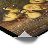 Gele eendjes spelen in vijver poster (Hoek)