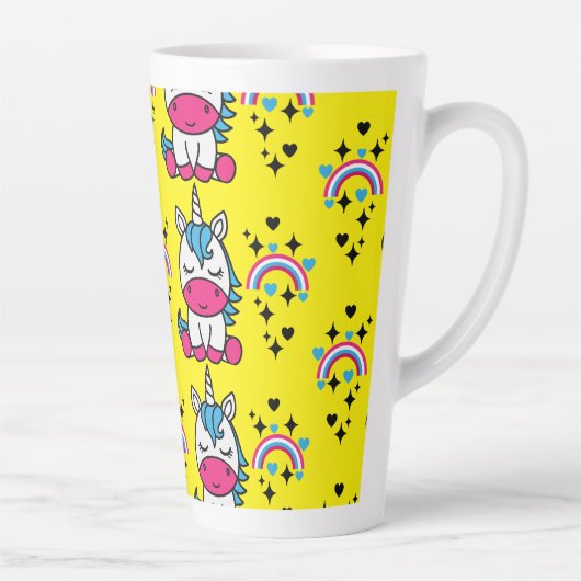 Gele Eenhoorn Pony Latte Mok (Rechts)