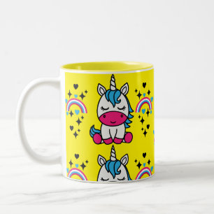 Gele Eenhoorn Pony Tweekleurige Koffiemok