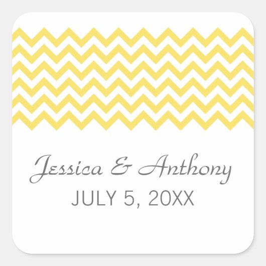 Gele eenvoudige Chevron Wedding Stickers (Voorkant)