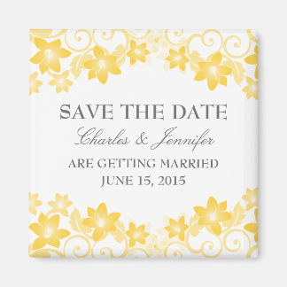 Gele Eenvoudige Floral sparen de Magneet van de Da