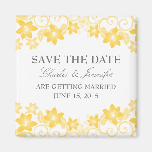 Gele Eenvoudige Floral sparen de Magneet van de Da (Voorkant)