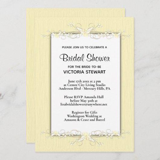Gele Eenvoudigheids Bridal Shower Invitation Kaart (Voorkant / Achterkant)