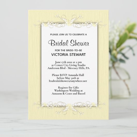 Gele Eenvoudigheids Bridal Shower Invitation Kaart (Staand voorkant)