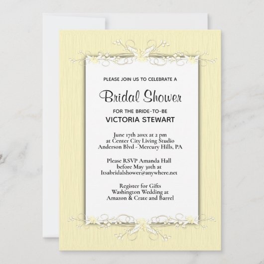 Gele Eenvoudigheids Bridal Shower Invitation Kaart (Voorkant)