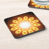 Gele eigeel in digitaal Abstract Bier Onderzetter (Linkerzijde)