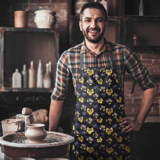 Gele eigenaar schort