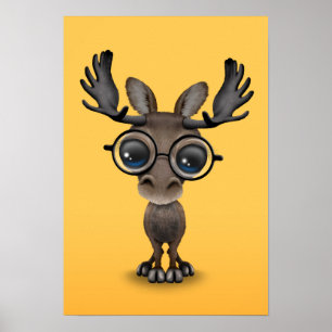 Gele eigenaardige nerds met nerfssen poster